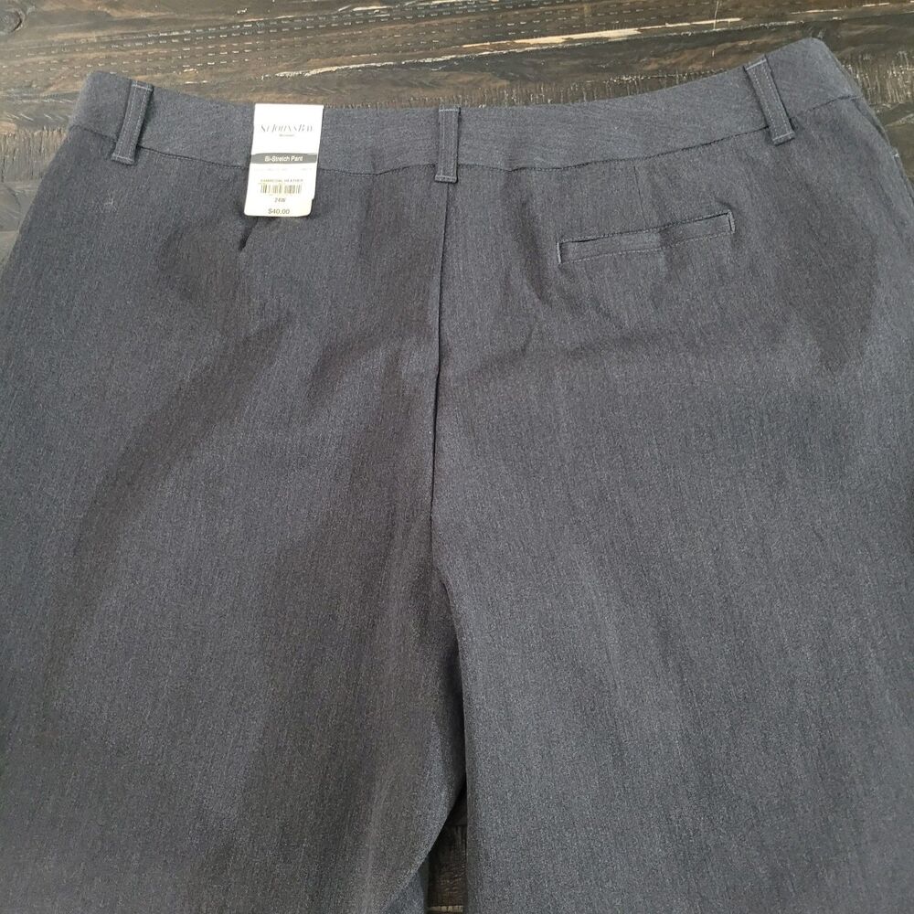 New St. John's Bay Women's Bi-Stretch Pants Charcoal Heather 24W Business Casual - Picture 4 of 11